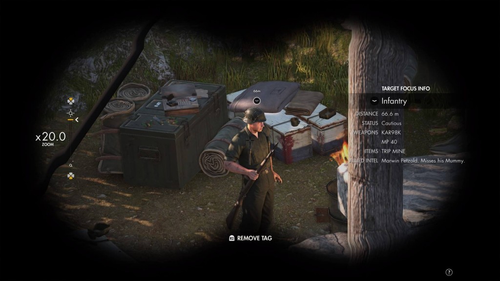 "The binoculars offer a perverted view into the private lives of the 3rd Reich soldiers"